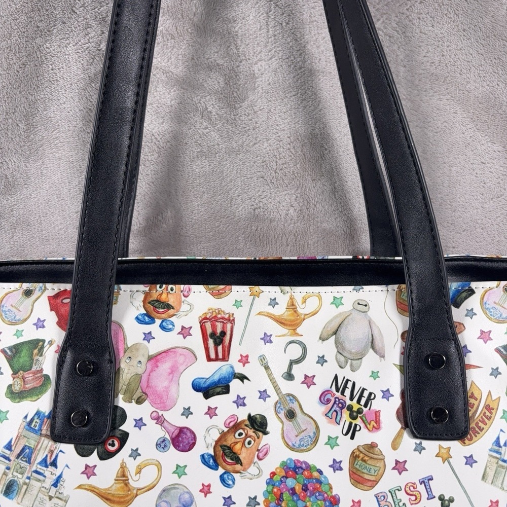 Disney Bibbidi Bobbidi Bling Tote Bag Parks Princess Castle Icons White - Picture 4 of 11